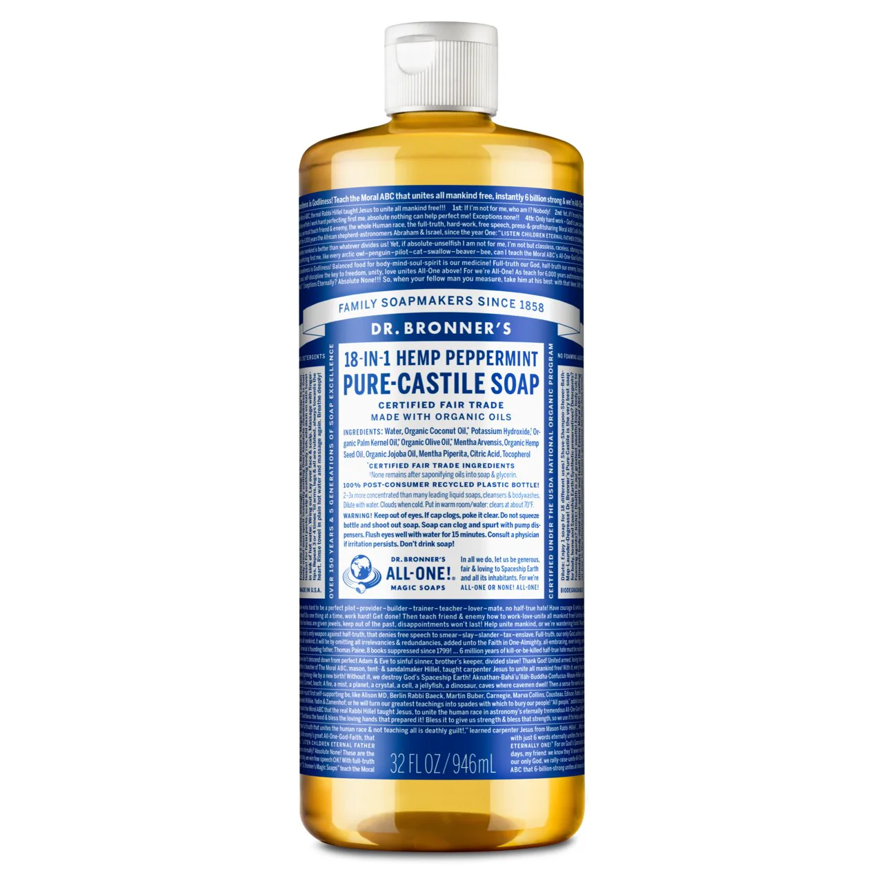 Dr. Bronner's Pure-Castile Liquid Soap - Peppermint - Image 3
