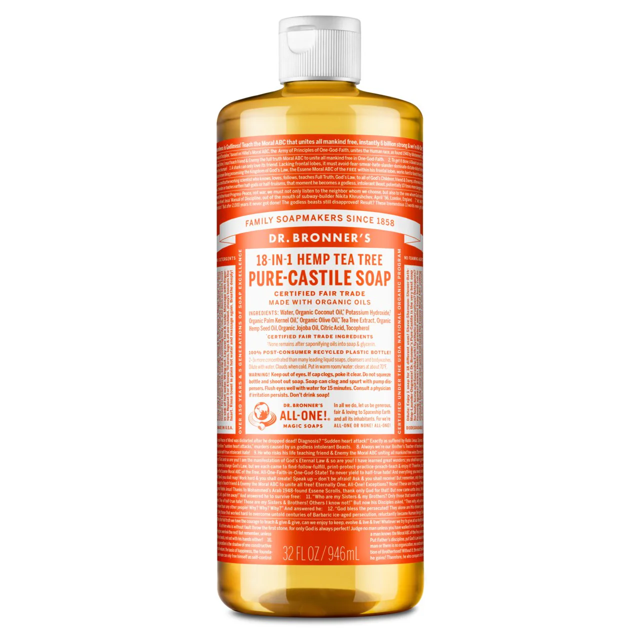 Dr. Bronner's Pure-Castile Liquid Soap - Tea Tree - Image 3